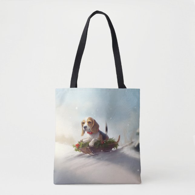 Bolsa Tote Inverno da neve do Natal da Beagle (Frente)