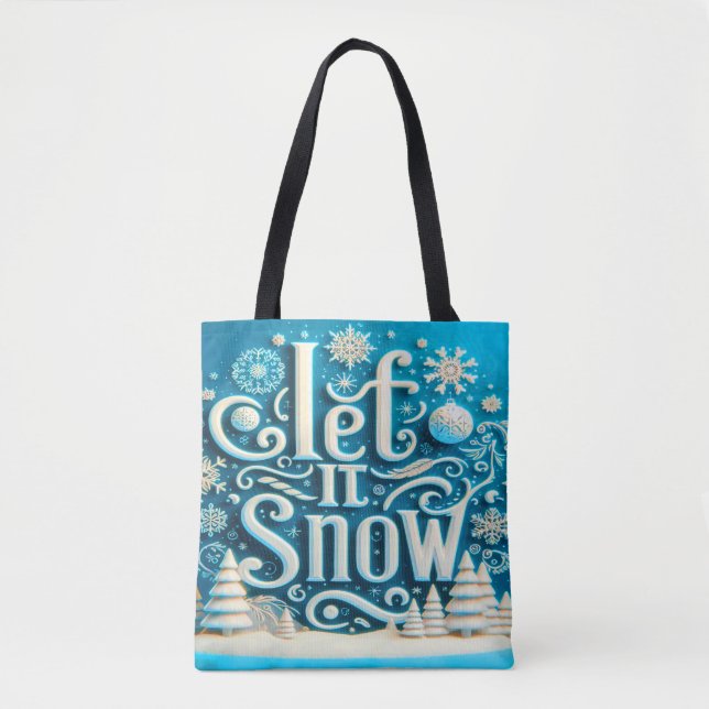 Bolsa Tote Inverno deixe nevar toalha (Frente)