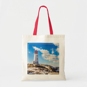 Bolsa Tote Inverno do farol   na angra de Peggy, Nova Escóci