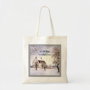 Bolsa Tote Inverno na Nova Inglaterra — Pintura por Aquarel