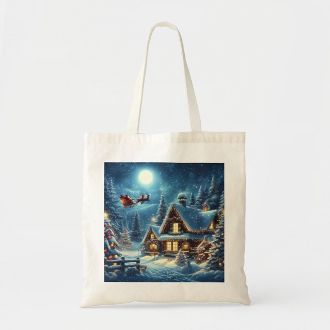 Bolsa Tote Inverno/Papais noeis/Natal/Neve (Frente)
