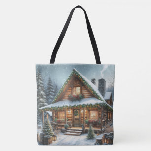 Bolsa Tote Inverno Russo/Cabine de neve de Natal