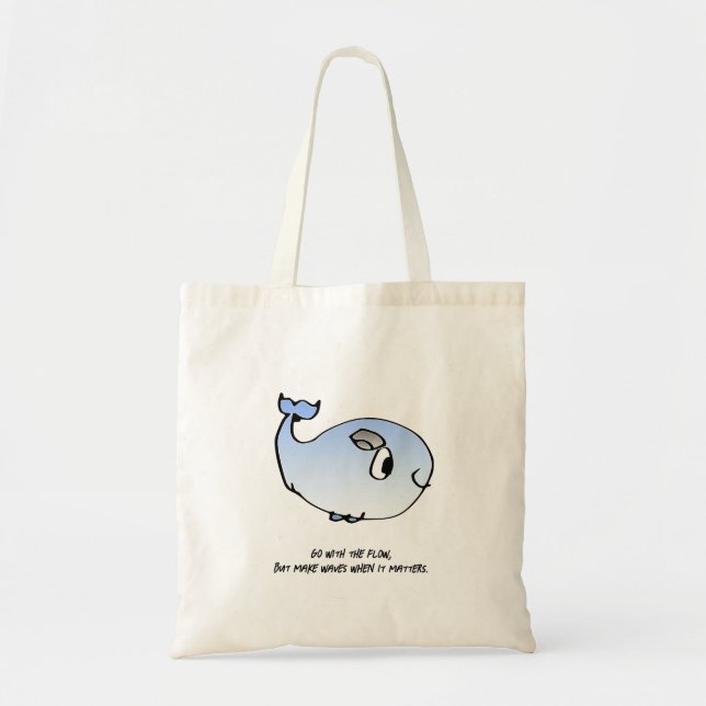 Bolsa Tote Ir com o fluxo - Saco de Tota de Baleia (Frente)
