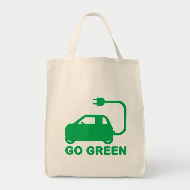 Bolsa Tote Ir Verde ~ Dirigir Carros Elétricos (Frente)