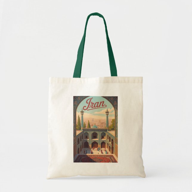 Bolsa Tote Iran Skyline Illustration Travel Art Vintage (Frente)