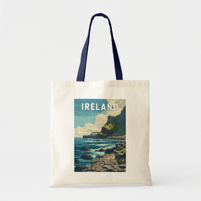 Bolsa Tote Ireland Illustration Travel Art Vintage (Frente)