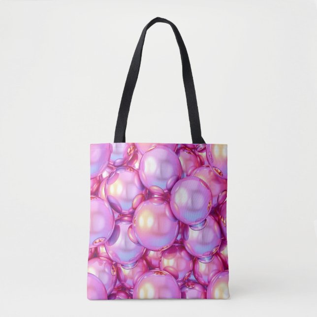 Bolsa Tote Iridescent Pink Glossy 3D Bubble Pattern Aesthetic (Frente)