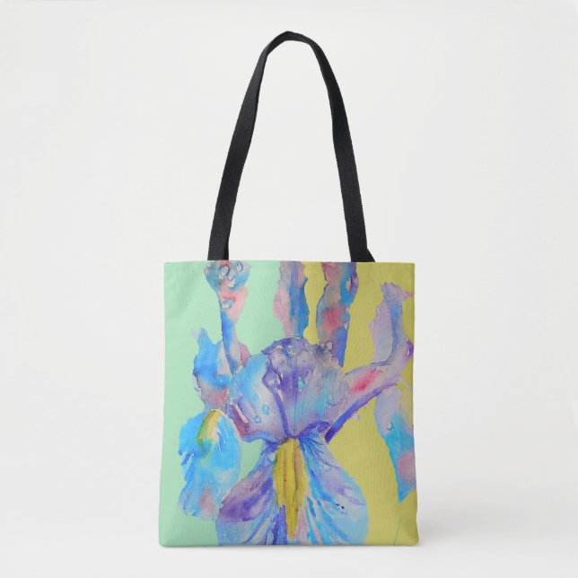 Bolsa Tote Íris Barra Floral Flor Azul Flor Azul (Frente)