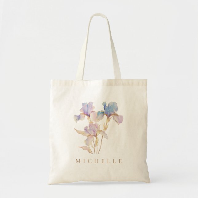 Bolsa Tote Íris Elegante Floral Personalizada (Frente)