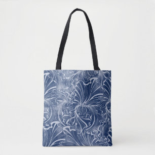 Bolsa Tote Íris em Aquarela: Índigo Vintage Art Nouveau