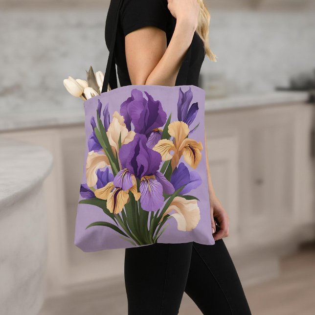 Bolsa Tote Iris Floral Bag Personalizada, Presente de Anivers (personalized gift for mom, best mom ever tote, bridesmaid proposal gift, bachelorette tote bag, )