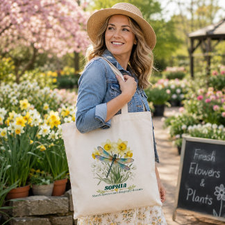 Bolsa Tote Iris Libélula Personalizada Flor do Nascimento de