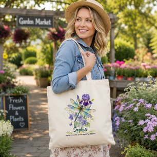 Bolsa Tote Iris Libélula Personalizada Flor do Nascimento de