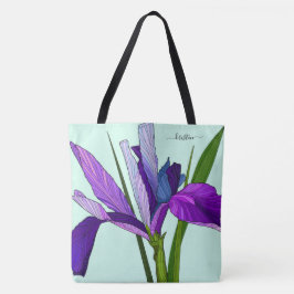 Bolsa Tote Íris Roxo na Casa da Moeda, Floral Personalizada