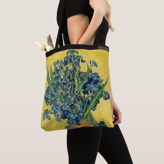 Bolsa Tote Irises by Van Gogh – Custom Text (Close Up)