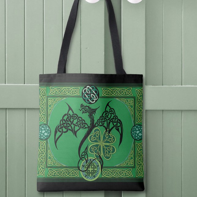 Bolsa Tote Irish Geen Dragon Celtic (Criador carregado)