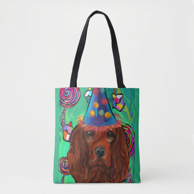 Bolsa Tote Irish Red Setter Birthday (Frente)