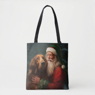 Bolsa Tote Irish Red Setter Papai Noel Natal Festivo