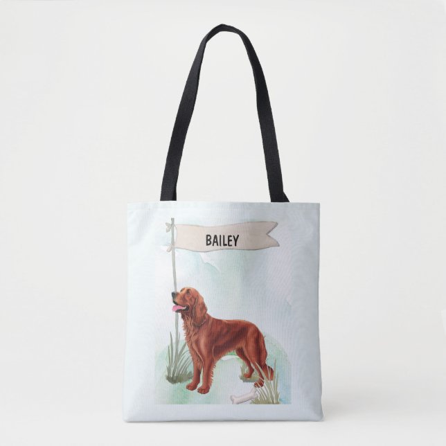 Bolsa Tote Irish Setter Aquarela Personalizado Do (Frente)