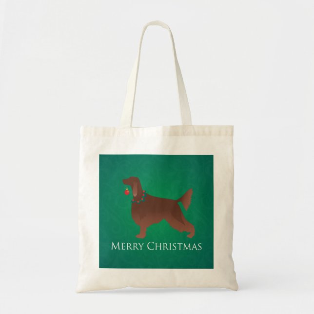 Bolsa Tote Irish Setter Dog Felry Design de Natal (Frente)