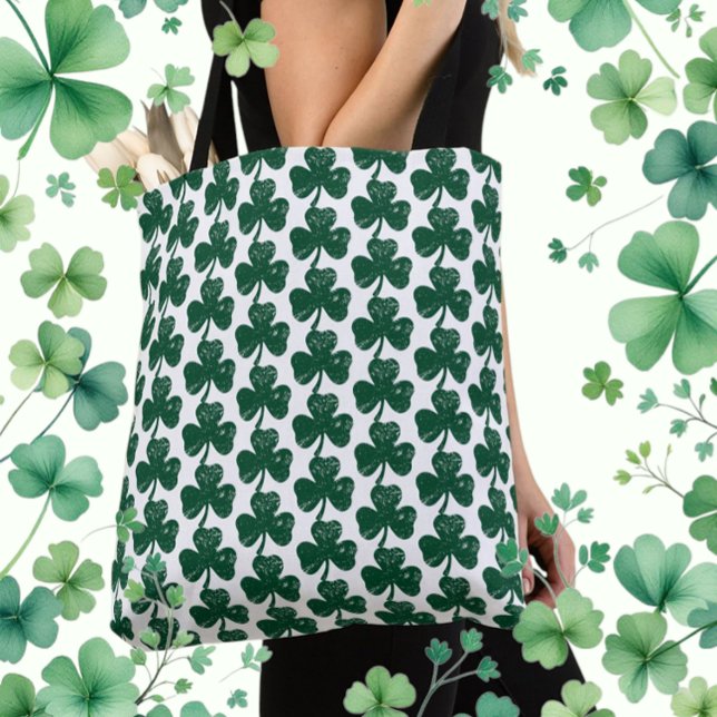 Bolsa Tote Irish Sorck Trendy Grunge Clover Leaf (Irish Luck Trendy Grunge Clover Leaf Tote Bag)
