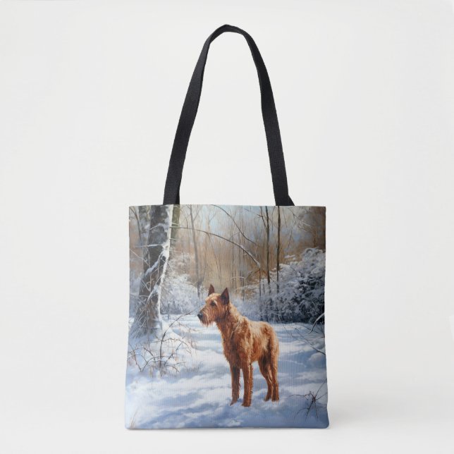 Bolsa Tote Irish Terrier Deixe Nevar Natal (Frente)