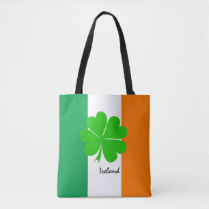 Bolsa Tote Irlanda e quatro trevos folhosos, bandeira irlande