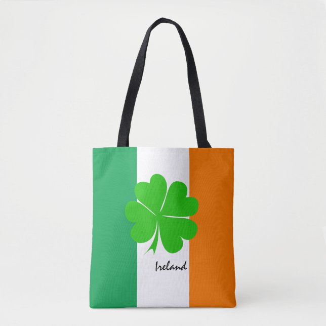 Bolsa Tote Irlanda e quatro trevos folhosos, bandeira irlande (Frente)