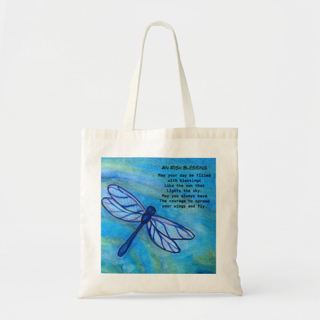 Bolsa Tote Irlandês Bênção Brave Blue Dragonfly Inspiron (Frente)