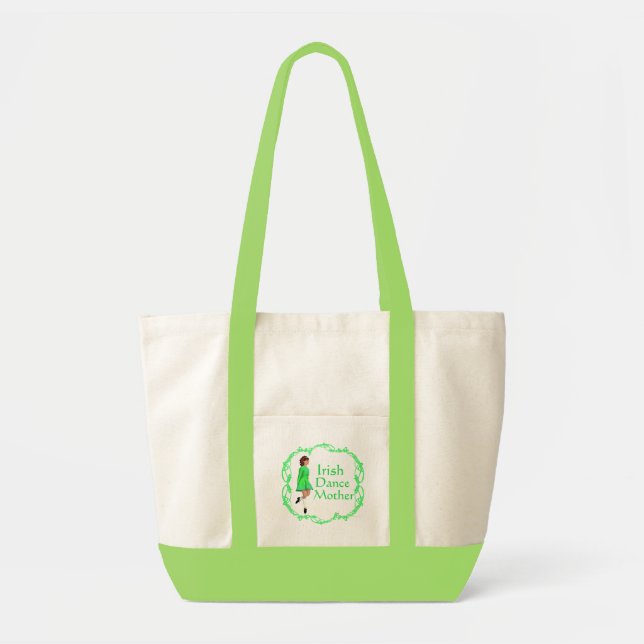Bolsa Tote Irlandês Step Dance Madre - Verde (Frente)