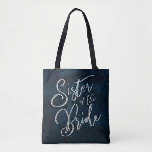 Bolsa Tote Irmã da Noiva em Azul Escuro Lustroso Monograma
