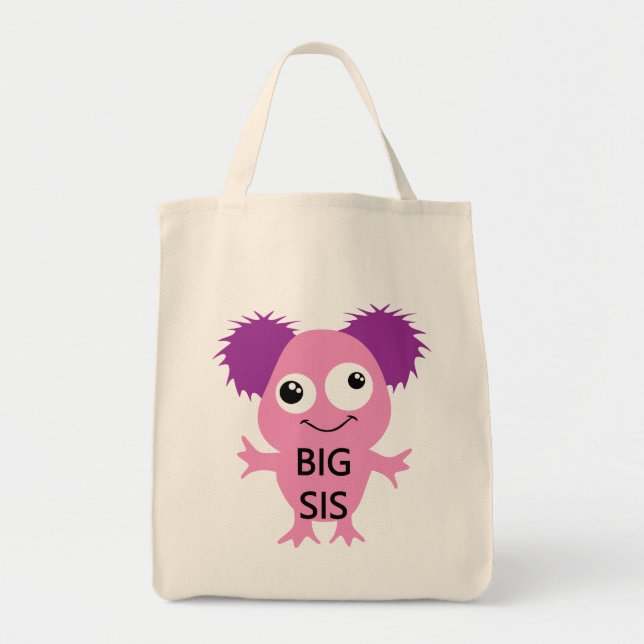 Bolsa Tote Irmã Grande Rosa Monstro (Frente)