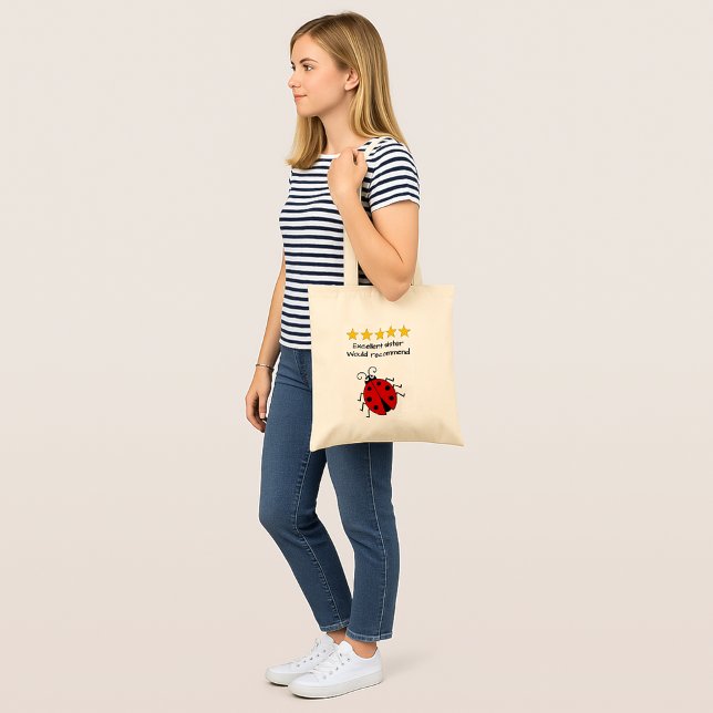 Bolsa Tote Irmã texto personalizado joaninha (Criador carregado)