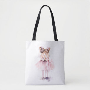Bolsa Tote Irmãs Ballerina Abrindo Balé De Arte Aquarela