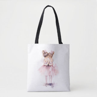 Bolsa Tote Irmãs Ballerina Abrindo Balé De Arte Aquarela