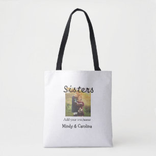 Bolsa Tote Irmãs besties BFF adiciona nome de foto família