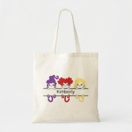 Bolsa Tote Irmãs Bruxas Kawaii Fofas Nome de Gatos Monograma