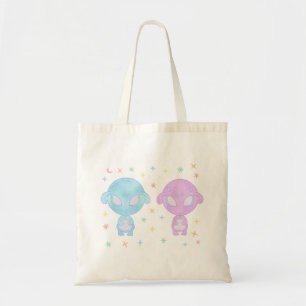 Bolsa Tote Irmãs Gêmeas Alien Pastel Kawaii Cósmico Fofo