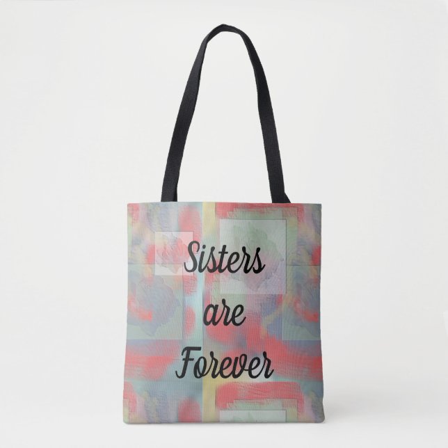 Bolsa Tote Irmãs são para sempre Rosa de padrão floral de Pas (Frente)