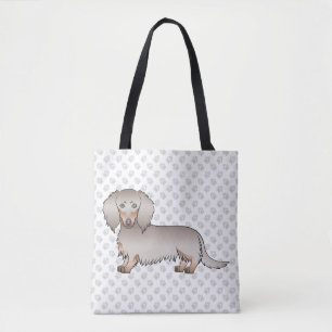 Bolsa Tote Isabella E Tan Long Hair Dachshund Dog & Paws