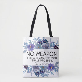 Bolsa Tote Isaiah 54:17 Sem Arma Cristã Floral