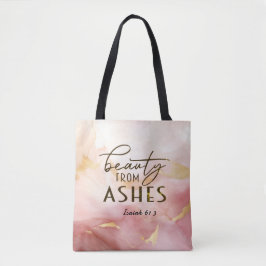Bolsa Tote Isaiah 61 3 Beleza da Bíblia Ashes Verse Pink