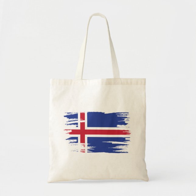 Bolsa Tote Islândia Flag Brush Art (Frente)