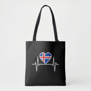 Bolsa Tote Islândia - Islândia Flag Heartbeat