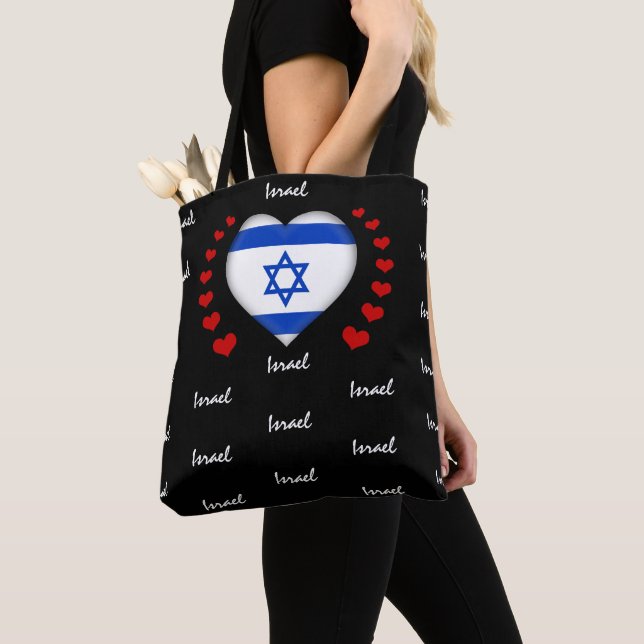 Bolsa Tote Israel Flag & Heart, Israel Flag fashion /sport (Close Up)