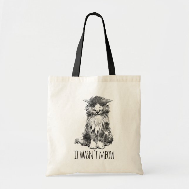 Bolsa Tote It Wasn't Meow Cute Fluffy Kitten (Frente)