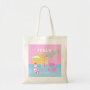 Bolsa Tote Itália Viagem art, Costa Amalfi, Papoila, Rosa