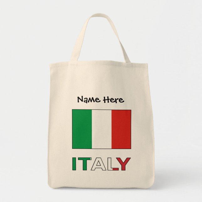 Bolsa Tote Italy and Italian Flag with Your Name (Frente)