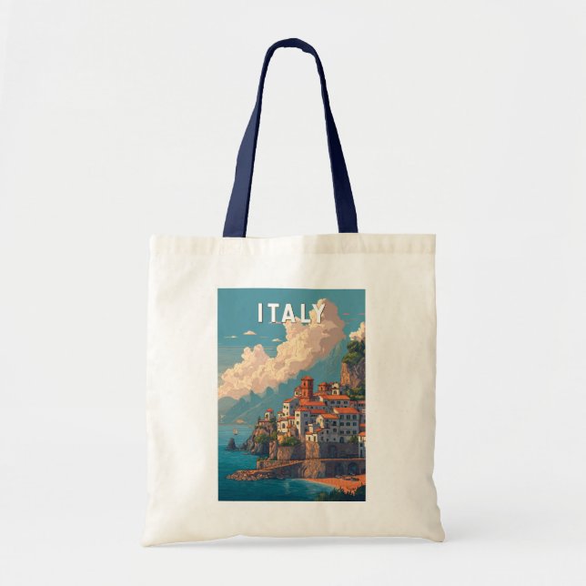 Bolsa Tote Italy Illustration Travel Art Vintage (Frente)
