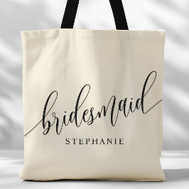 Bolsa Tote Ivory Cream Bridesmaid - Script Moderno
